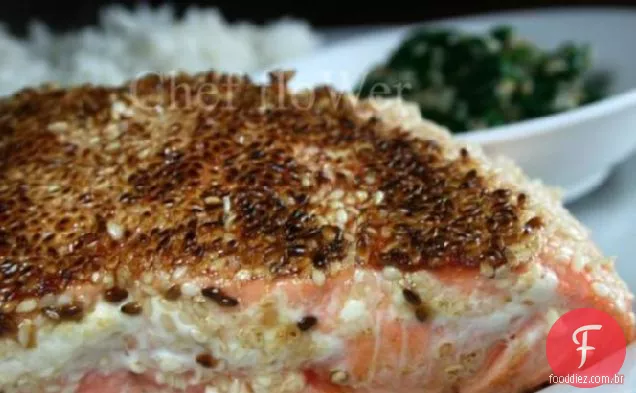 Filetes De Salmão Laranja Sésamo