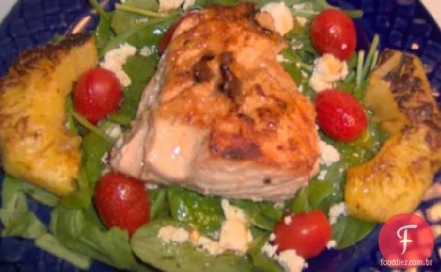 Salada De Espinafre Salmão Grelhado