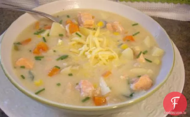 Sopa De Milho Salmão Saudável