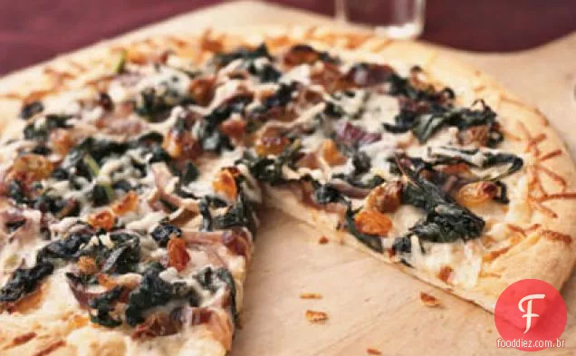 Inverno verdes, Asiago, e anchovas Pizza