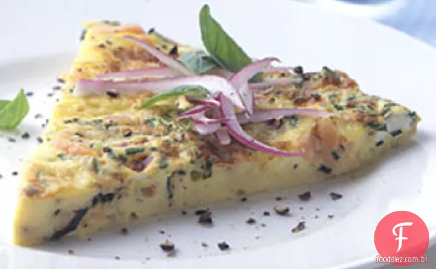 Salmão defumado e queijo creme fritada