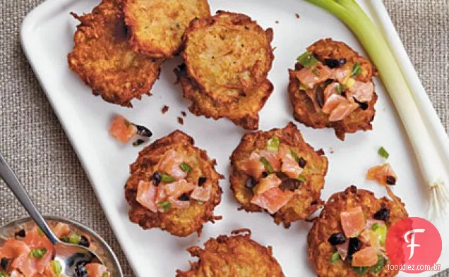 Mini Latkes Com Sabor De Salmão-Azeitona
