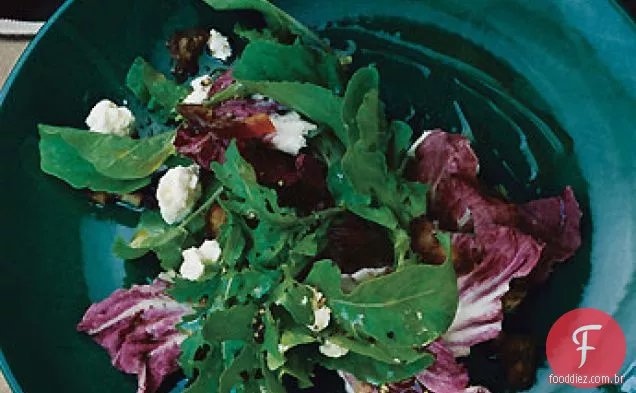 Rúcula e Radicchio com Feta e datas