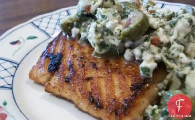 South Beach Dieta Salmão Grelhado Com Salsa De Alcachofra