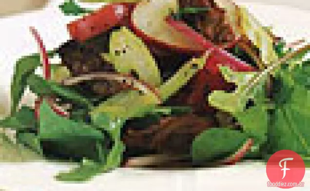 Salada de ostra e batata defumada com rúcula
