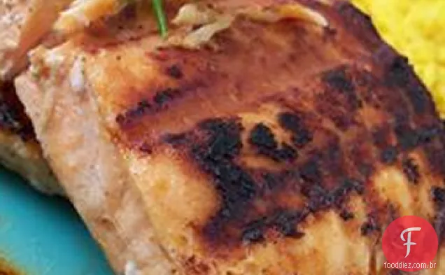 Salmão Grelhado Marinado Com Limão