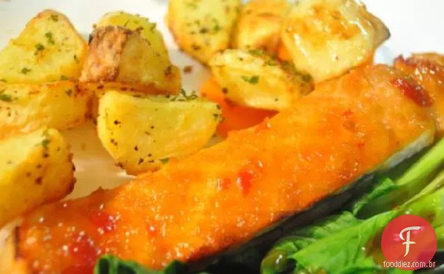 Salmão Com Esmalte De Pimentão Doce