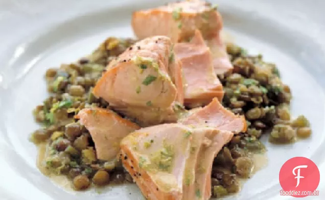 Salmão Assado Com Lentilhas