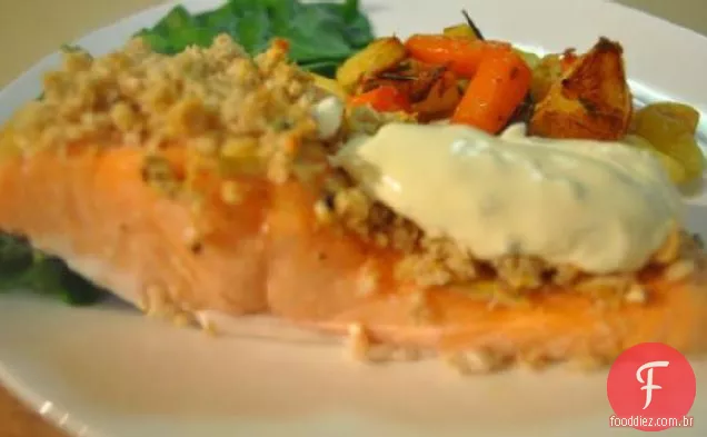 Salmão com crosta de mostarda (para o forno torradeira)