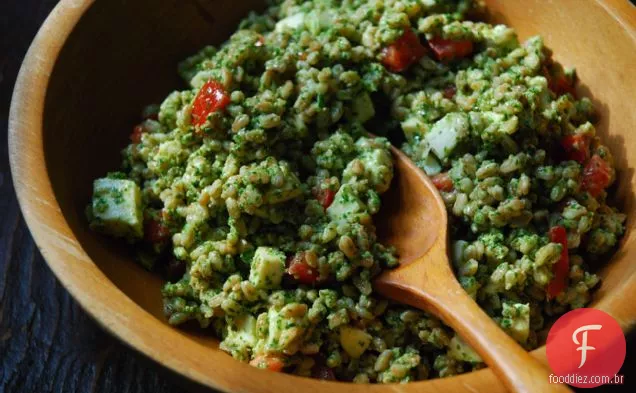 Farro & Salada De Mussarela Fresca Com Pesto De Noz De Rúcula