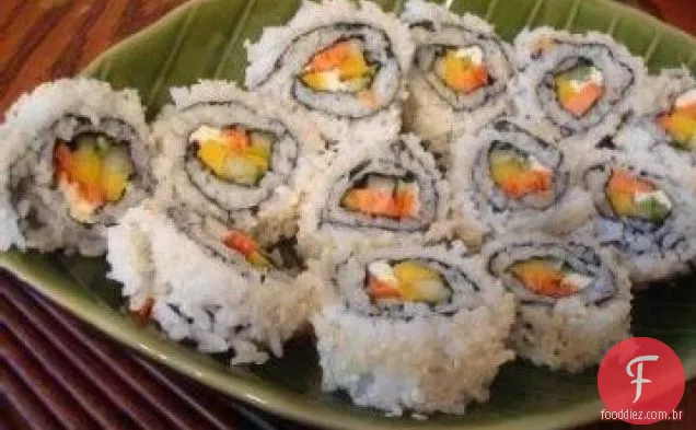 Salmão defumado e Sushi de manga com molho cítrico-soja