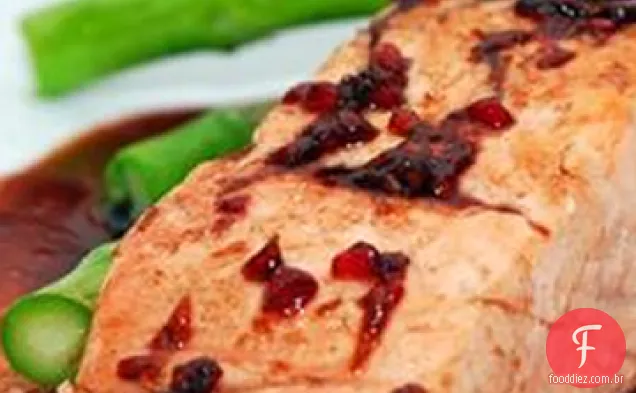 Salmão com esmalte de gengibre framboesa