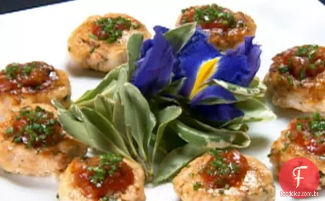 Esferas de frutos do mar em Crostini