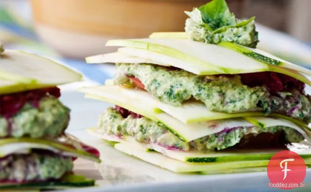 Rúcula Abóbora Semente Pesto Chucrute Lasanha