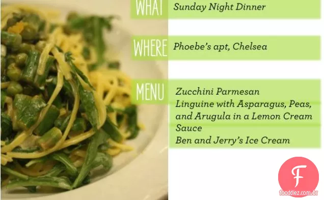 Linguine Com Aspargos, Ervilhas E Rúcula Em Um Molho De Creme De Limão