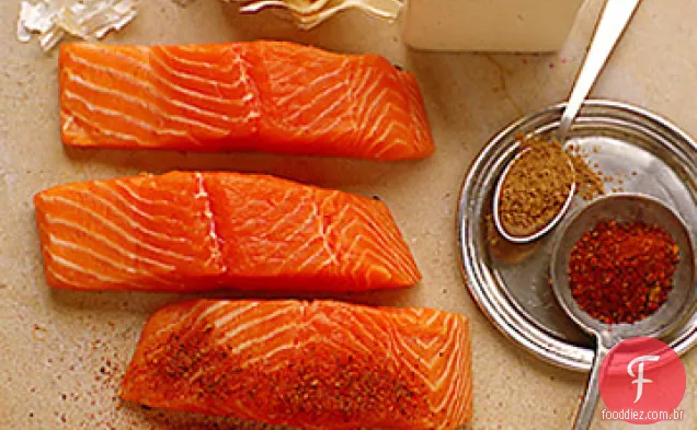 Chile - salmão esfregado com mamão e cebolinha