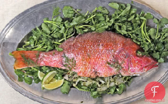 Peixe assado inteiro com Erva-Doce