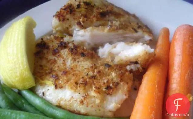 Parm crocante-filé de peixe com crosta