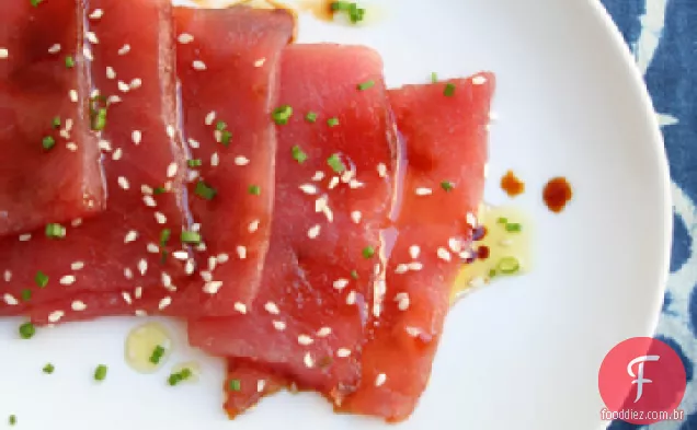 Sashimi com molho de Soja, Sementes de gergelim e cebolinha Receita