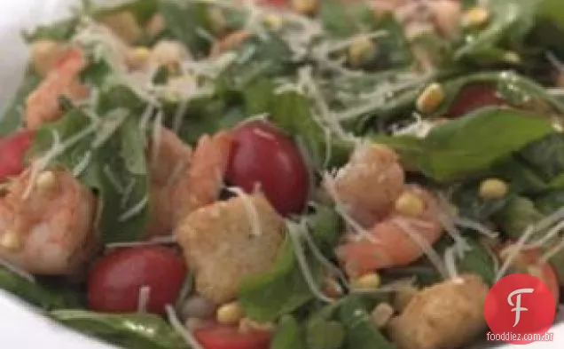 Salada Quente De Camarão E Rúcula