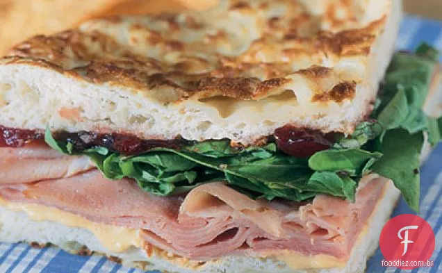 Sanduíches de presunto e rúcula com Chutney de Cranberry