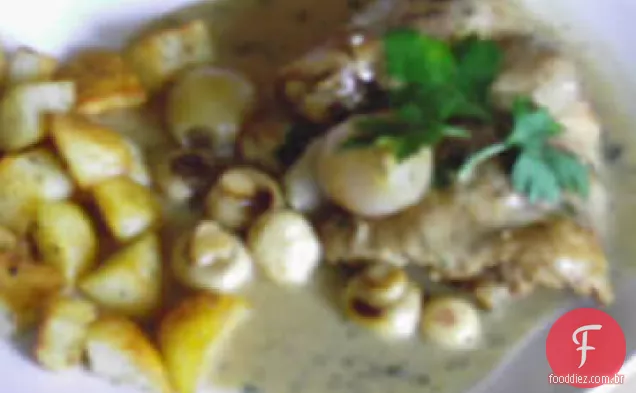 Costeletas de porco em vinho branco