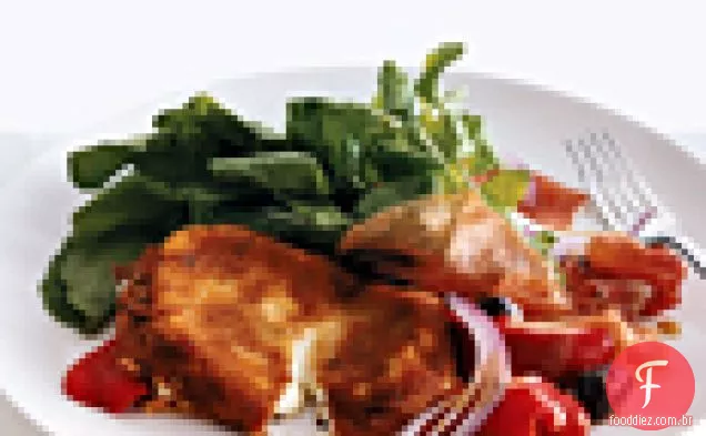 Mozzerella frita com rúcula e Prosciutto