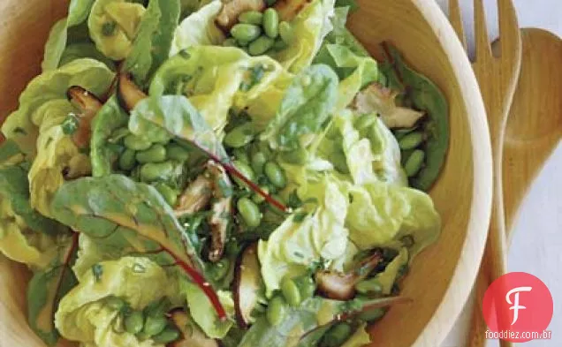 Salada Shiitake e Edamame com vinagrete de Miso branco