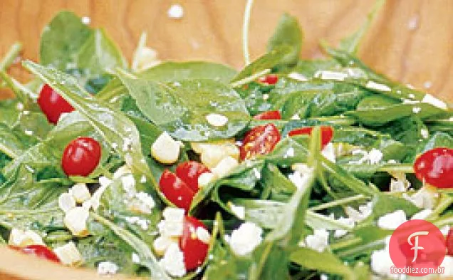 Salada De Milho Grelhada Com Tomate Cereja , Rúcula E Salata De Ricota