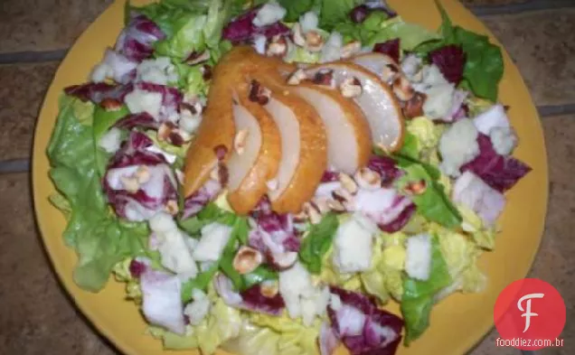Salada de Pêra assada com mel com molho de tomilho e Verjus