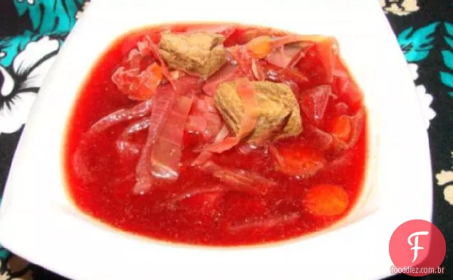 Sopa de carne, beterraba e repolho(Panela De Barro e Ww)