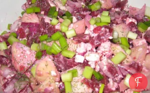 Salada de beterraba, queijo Feta e Maçã Granny Smith