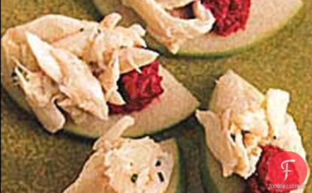 Carne de caranguejo e purê de beterraba na Maçã Granny Smith