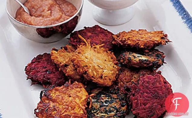 Latkes de cenoura e beterraba