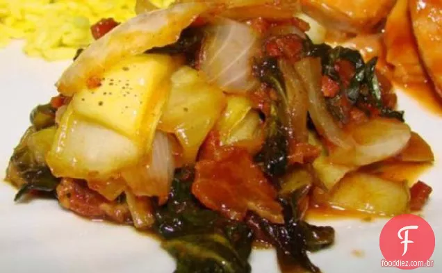 Bok Choy em molho de Bacon quente