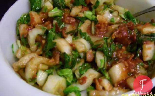 Bok Choy Com Molho De Bacon Quente