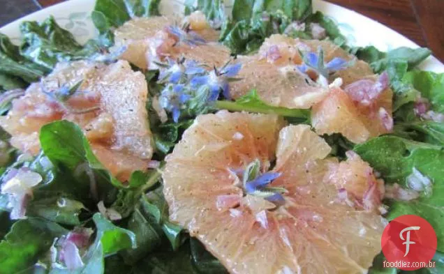 Verdes da revista Sunset com Toranja rosa e flores de borragem