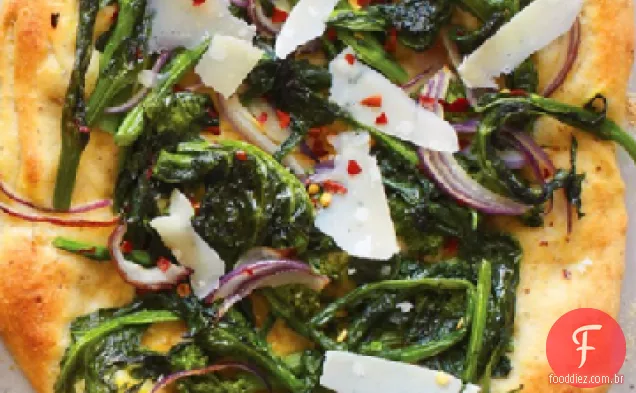 Broccoli Rabe Pizza com massa de avelã