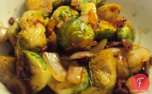 Couve de Bruxelas com Bacon e vinagre balsâmico