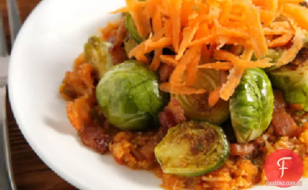 Couve de Bruxelas com receita de Kimchi e Bacon