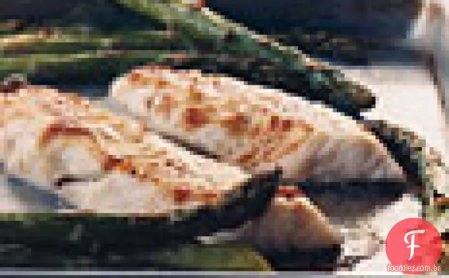 Miso-Robalo envidraçado com espargos