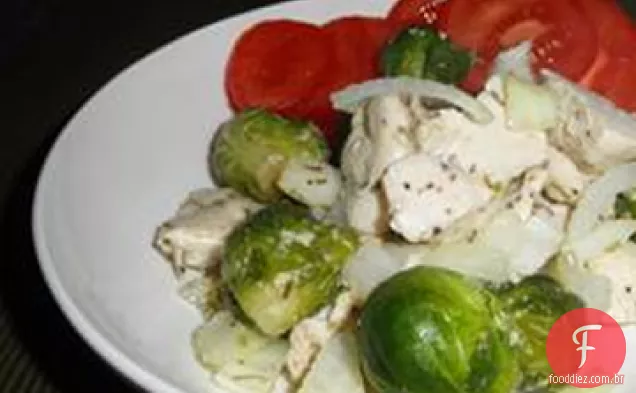 Frango Assado E Couve De Bruxelas