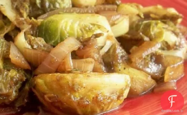 Couve de Bruxelas doce e picante