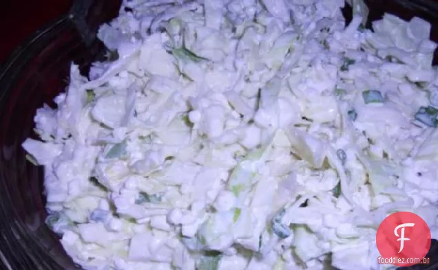 Repolho cremoso com baixo teor de gordura e salada de cebola