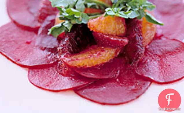Beterraba Em Fatias Finas Com Laranjas Sanguíneas E Agrião