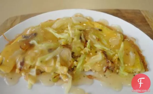 Omelete De Repolho Com Molho, Muito Rápido