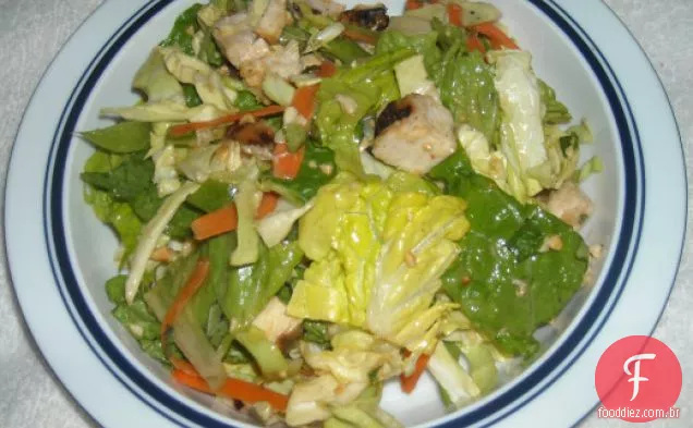 Salada chinesa da galinha de Bobby Flay com Molho Vermelho do amendoim do Chile