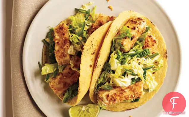 Tacos de Tofu com crosta de amendoim com guinada picante