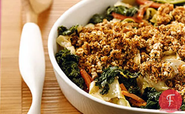 Caçarola de legumes com cobertura de Tofu