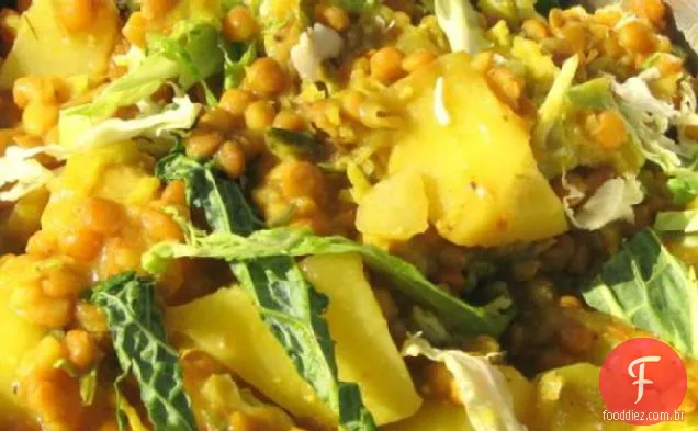 Lentilhas com batata e repolho